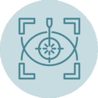 Icon of a stylized eye with crosshairs, representing focus or vision.