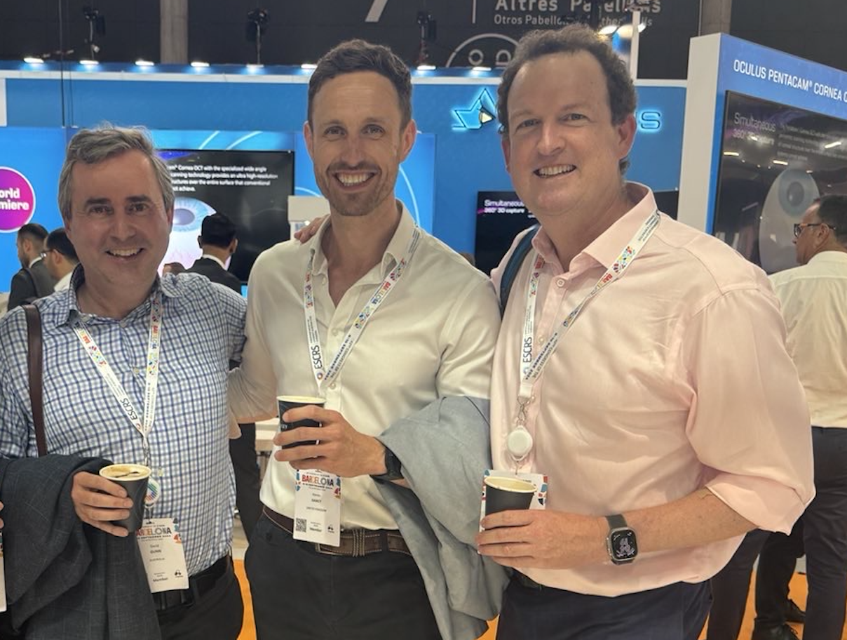 From left to right Drs David Gunn, Kieren Darcy and Brendan Cronin at the European Society of Cataract and Refractive Surgeons Conference.