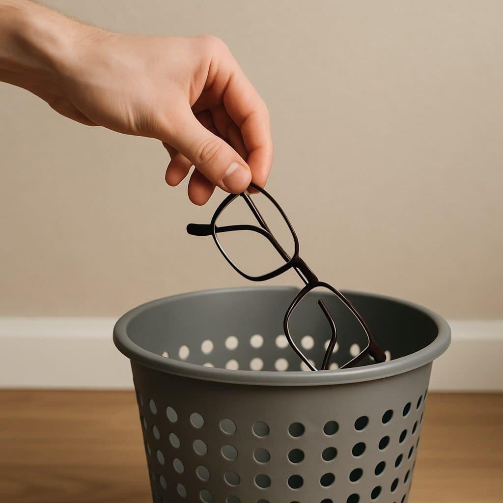 Person putting away their reading glasses after presbyopia treatment.