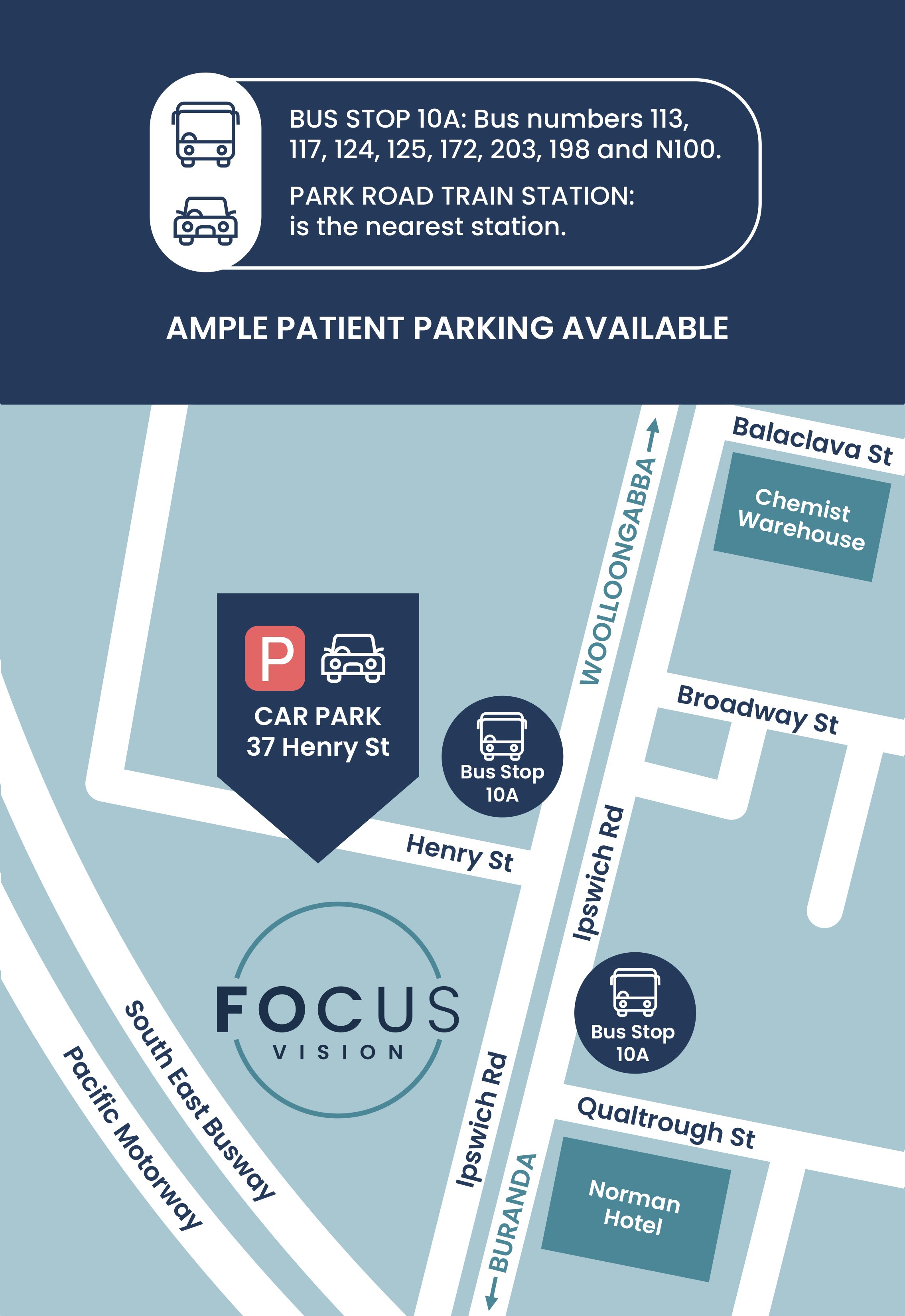 A map and directions to the clinic