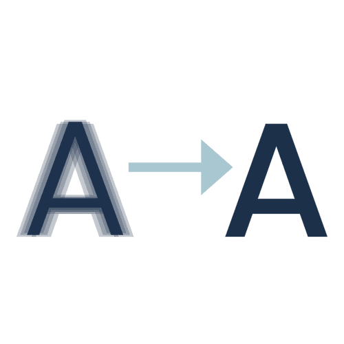 Stylized letter 'A' with blurry appearance before and clear after, representing improved vision after cataract surgery
Illustration of a human eye focusing on the iris and pupil, representing cataract surgery