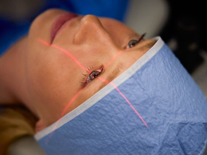 High-tech laser equipment used in eye surgery.