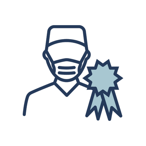 Blue icon representing experienced surgeon for premium pterygium surgery