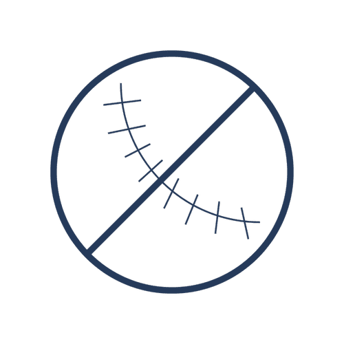 Blue icon representing no-stitches approach in premium pterygium surgery